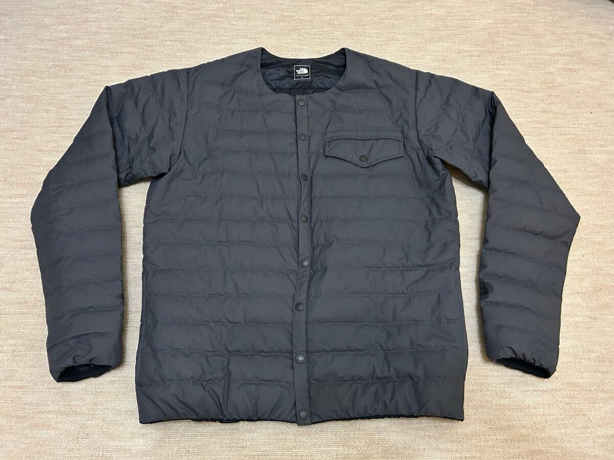 ノースフェイス THENORTHFACE ライトダウンジャケット ウィンドストッパーゼファーシェルカーディガン Lサイズ グレー ND91553 美品