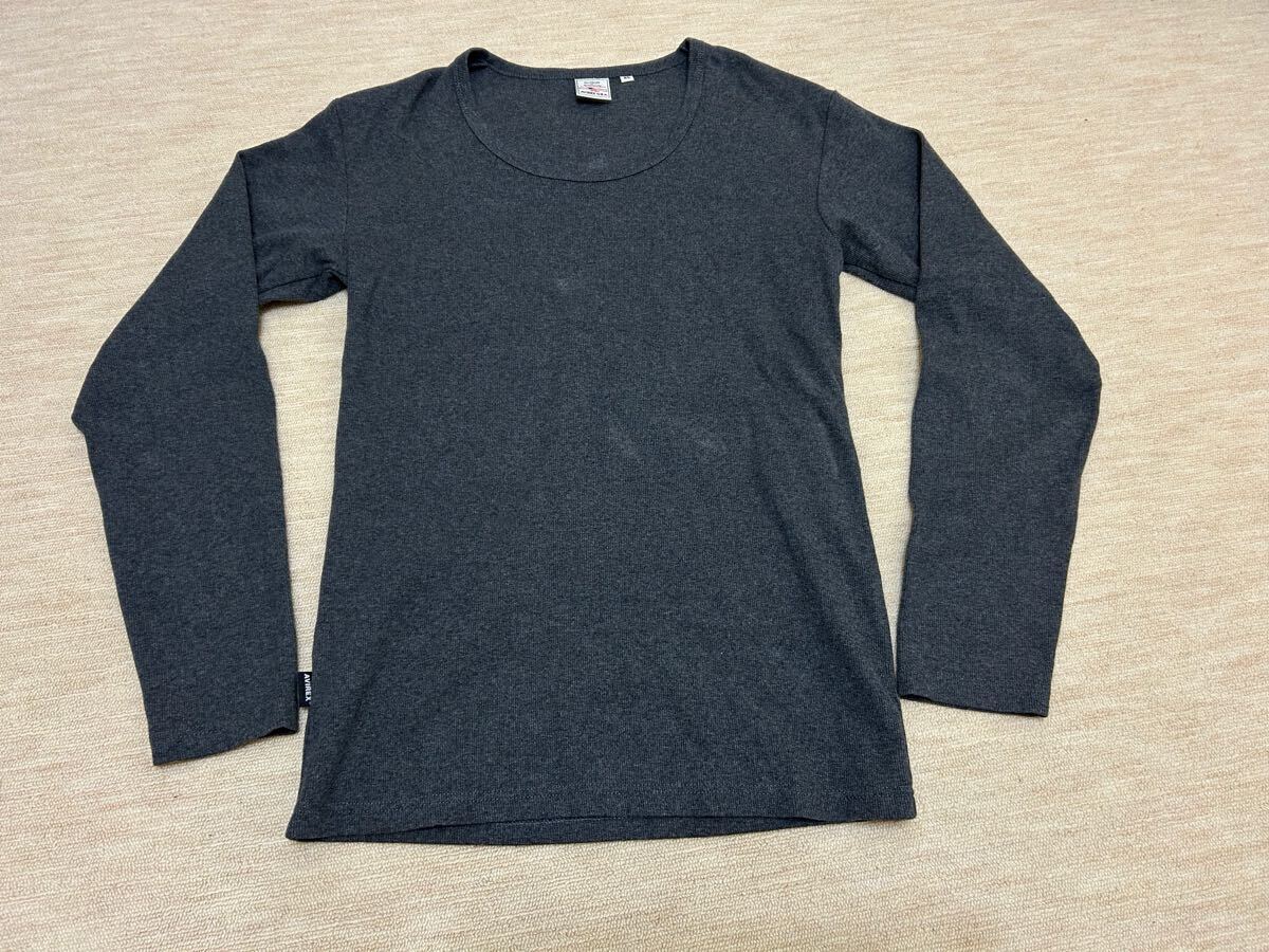 AVIREX アヴィレックス 長袖ワッフルTシャツ XLサイズ グレー