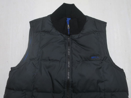 VE84ラルフローレンRALPH LAURENポロPOLOアメリカ古著ダウンベストSリバーシブル青系ｘ黒系RLLオールドアメリカンスタイル