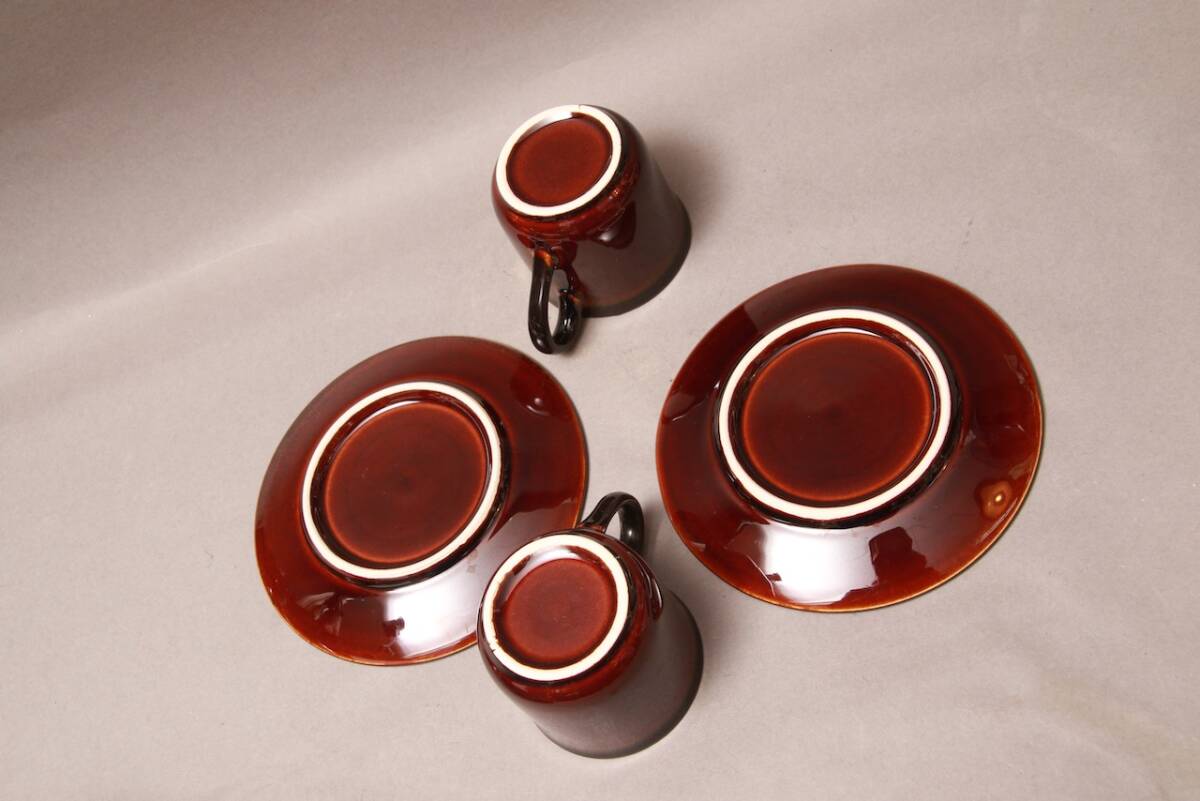 昭和レトロ/カップ &ソーサー/JAPAN/STONEWARE/茶色/レトロ/カフェ/ヴィンテージ/レア/2客/70S_画像6