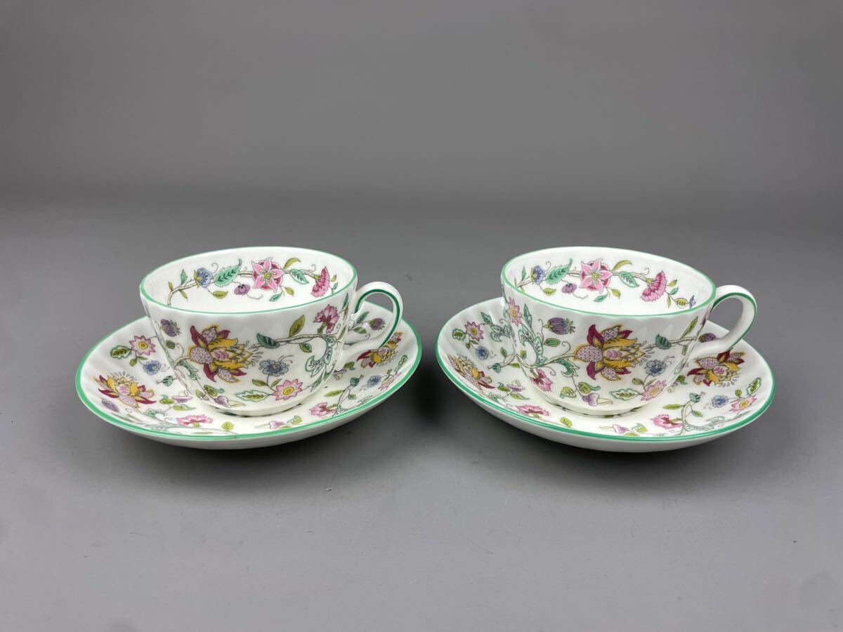 MINTON ハドンホール セレブレーション カップ&ソーサー 2客セット 洋食器 お皿 デザイン お花 葉っぱ グリーンミントン 花柄 緑系