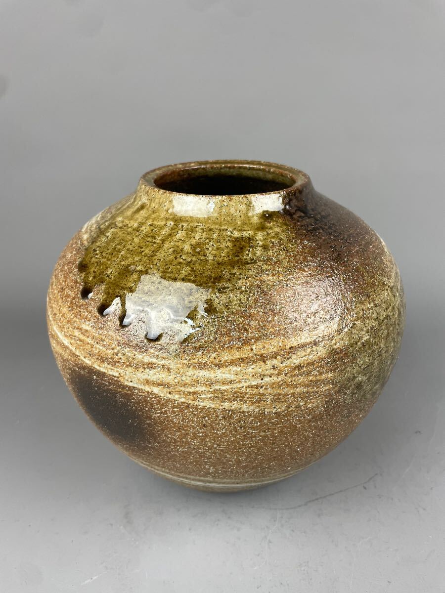 信楽焼 花瓶 三彩作 共箱 木箱入り 花器 花入 花生 時代物