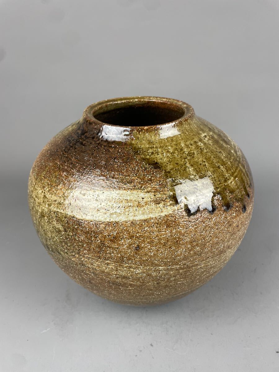 信楽焼 花瓶 三彩作 共箱 木箱入り 花器 花入 花生 時代物