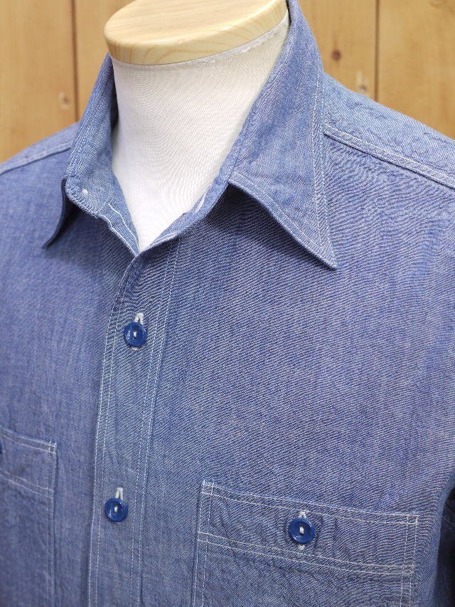 新品 バズリクソンズ ブルーシャンブレーワークシャツ S BR25995 buzzricksons