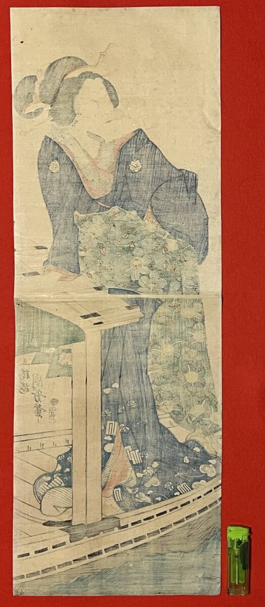 b.lagoon□□【真作】 五橋楼周芳画 美人画 竪二枚続 本物 b.lagoon□□【真作】 五橋楼周芳画 美人画 竪二枚続 本物