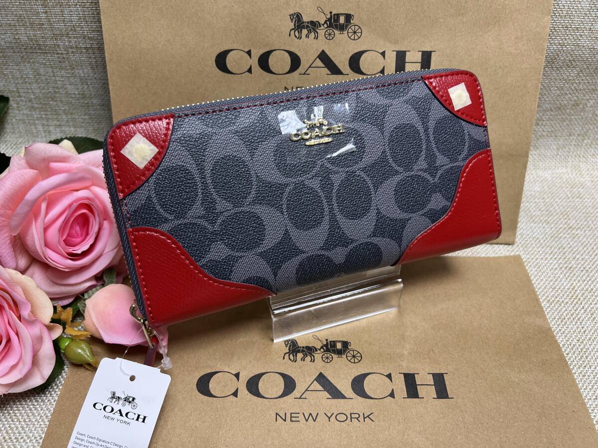 コーチ COACH 長財布 財布 新品未使用 レッド×ブルー コーチ COACH 長財布 財布 新品未使用 レッド×ブルー