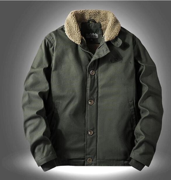 JK-ARM緑(表記3XL ) 正規品vikingar秋冬ミリタリージャケット メンズ N-1 デッキジャケット ボアジャケット 裏起毛 ブルゾン ジャケット暖
