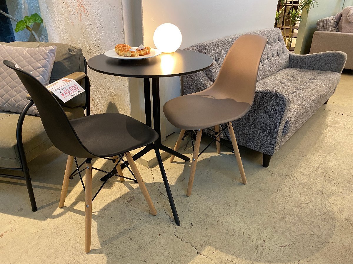 美品 POULE KRISTALIA カフェテーブル 円形テーブル ブラック 中古品②