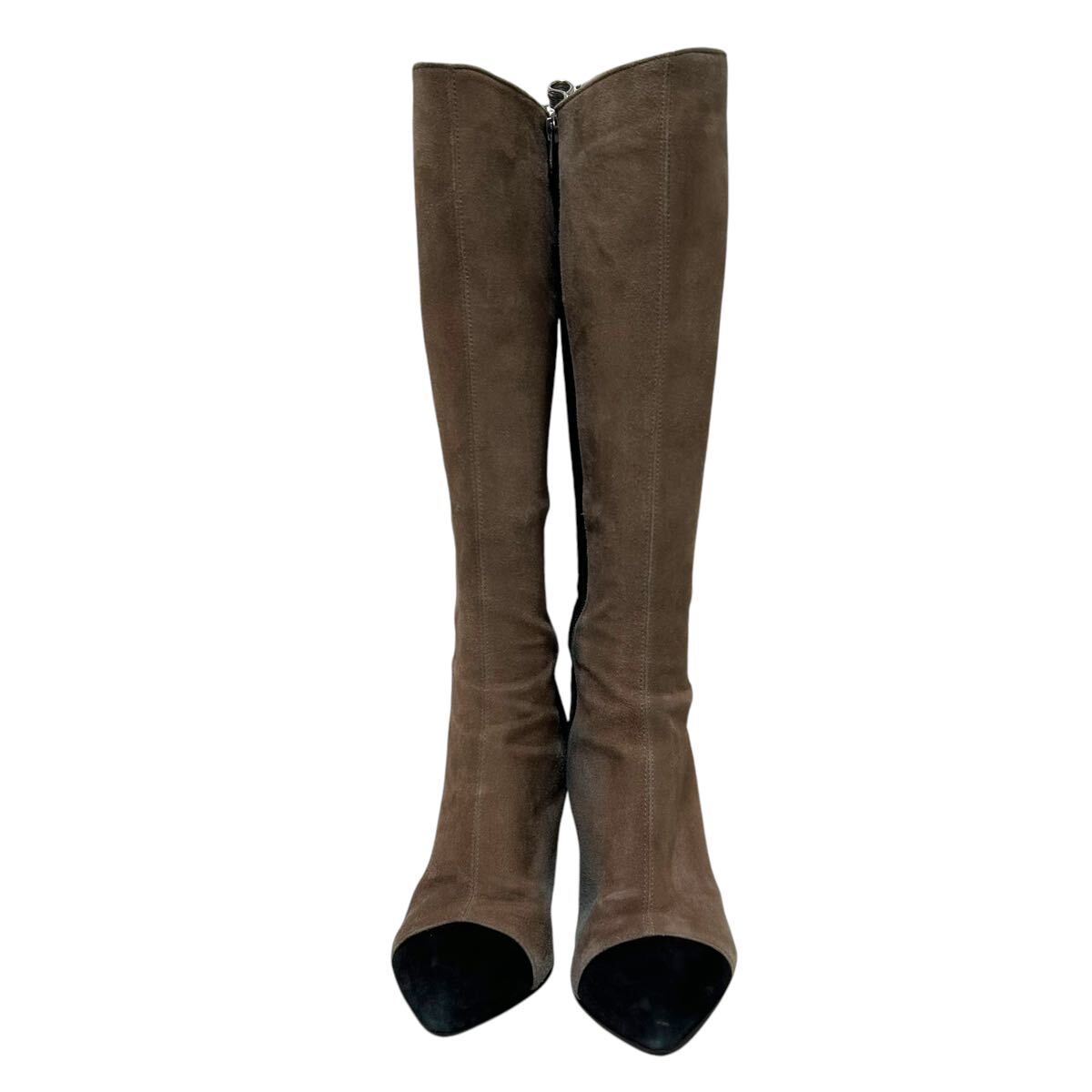 *LB2 Ginza Kanematsu замша сапоги двухцветный - Brown черный сделано в Японии 22cm