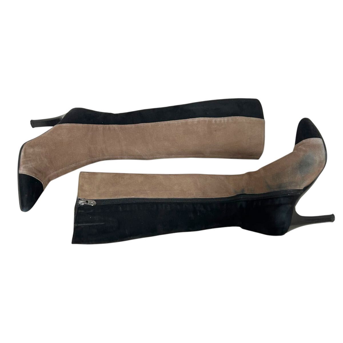 *LB2 Ginza Kanematsu замша сапоги двухцветный - Brown черный сделано в Японии 22cm