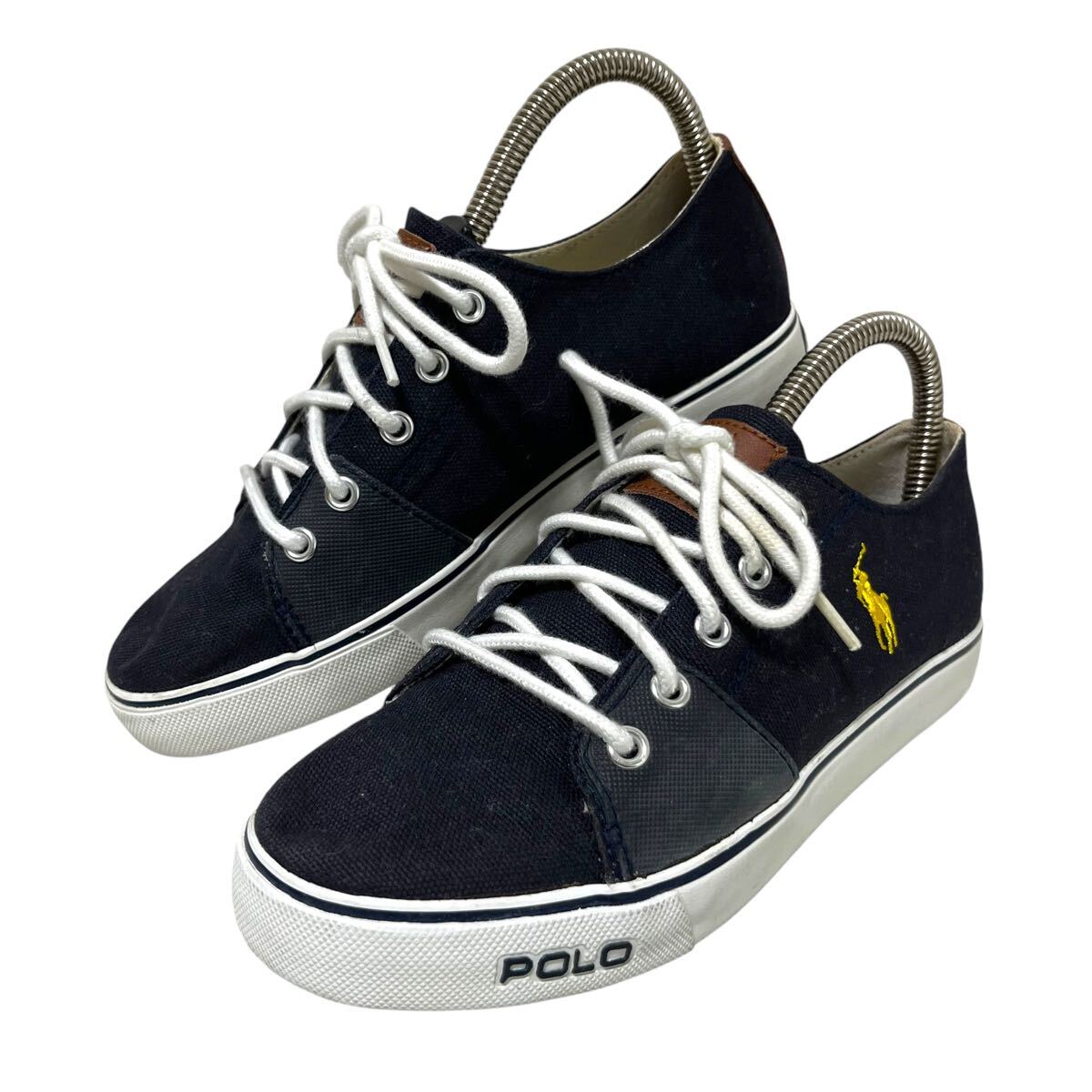 ※YL2 POLO Ralph Lauren ラルフローレン キャンバススニーカー ローカット ネイビー ポニー 22cm