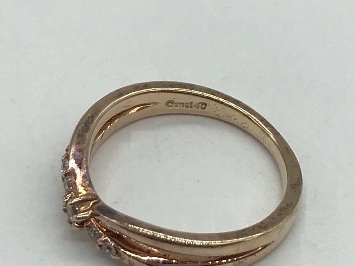 ■【YS-1】 Canal 4°C カナルヨンドシー リング ■ 石付き 指輪 SILVER 銀製 7号 ゴールド系 × クリア系 【同梱可能商品】K■_画像6