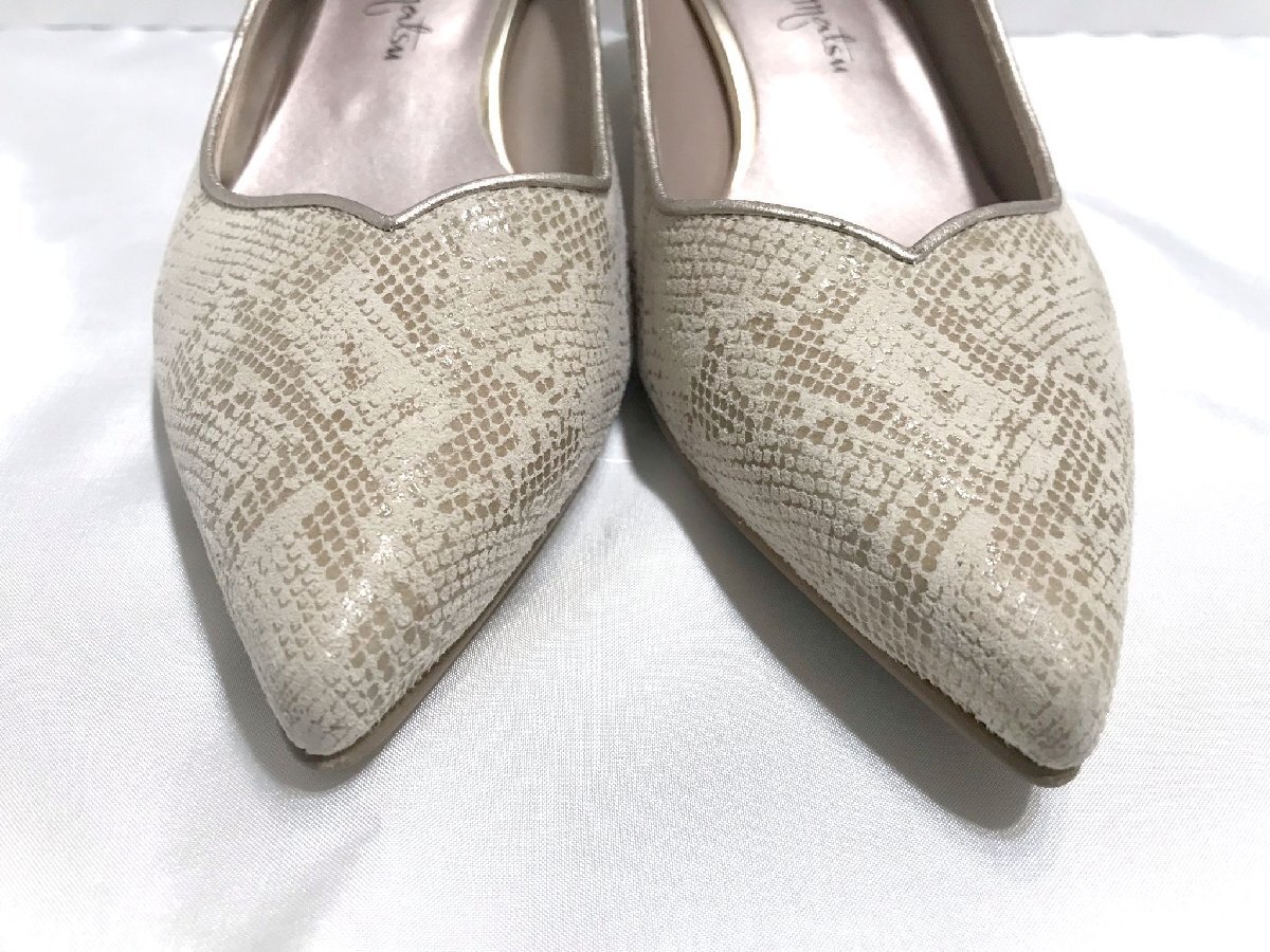 #[YS-1] состояние хороший # Ginza Kanematsu туфли-лодочки # 23cm D каблук высота 4cm "теплый" белый серия гонки рисунок # сделано в Японии [ включение в покупку возможность товар ]#D