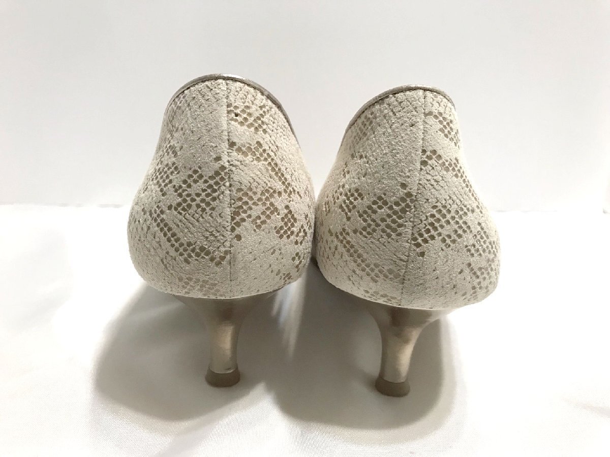 #[YS-1] состояние хороший # Ginza Kanematsu туфли-лодочки # 23cm D каблук высота 4cm "теплый" белый серия гонки рисунок # сделано в Японии [ включение в покупку возможность товар ]#D