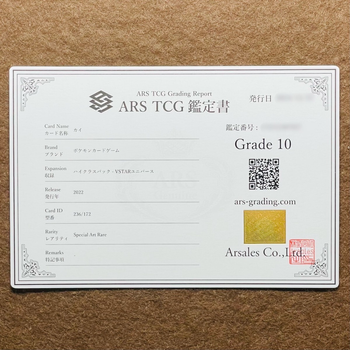 ARS鑑定 10】カイ SAR 236/172 Special Art Rare ポケモンカード ARS鑑定 10】カイ SAR 236/172 Special Art Rare ポケモンカード