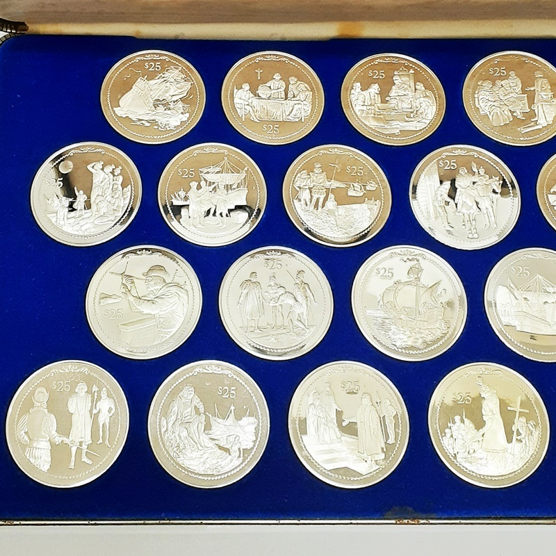 プルーフ 銀貨 25枚セット フランクリンミント アメリカ大陸発見 25ドル銀貨 プルーフ 銀貨 25枚セット フランクリンミント アメリカ大陸発見
