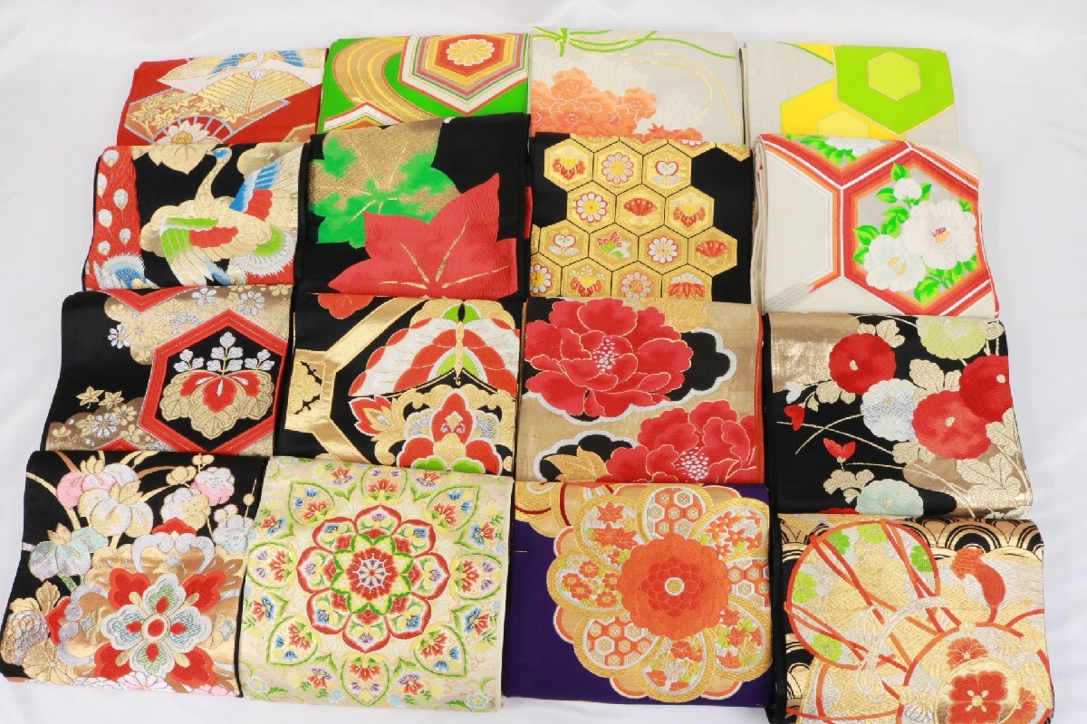 豪華 刺繍 袋帯 まとめて 16枚 正絹 黒地 引箔 金銀糸 着用可能多数 リメイク素材 にも【彩irodori】6