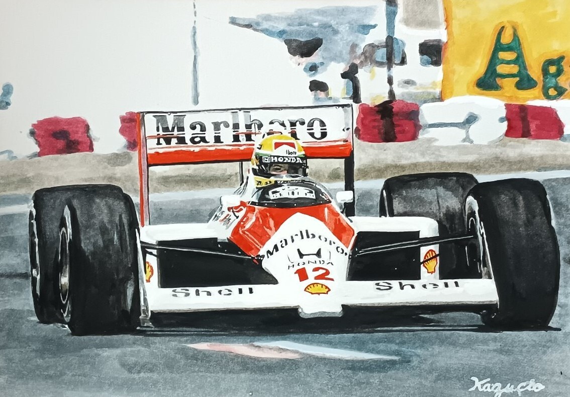 原画です。 マクラーレンホンダ セナドライビング 水彩画 F1 原画です。 マクラーレンホンダ セナドライビング 水彩画 F1