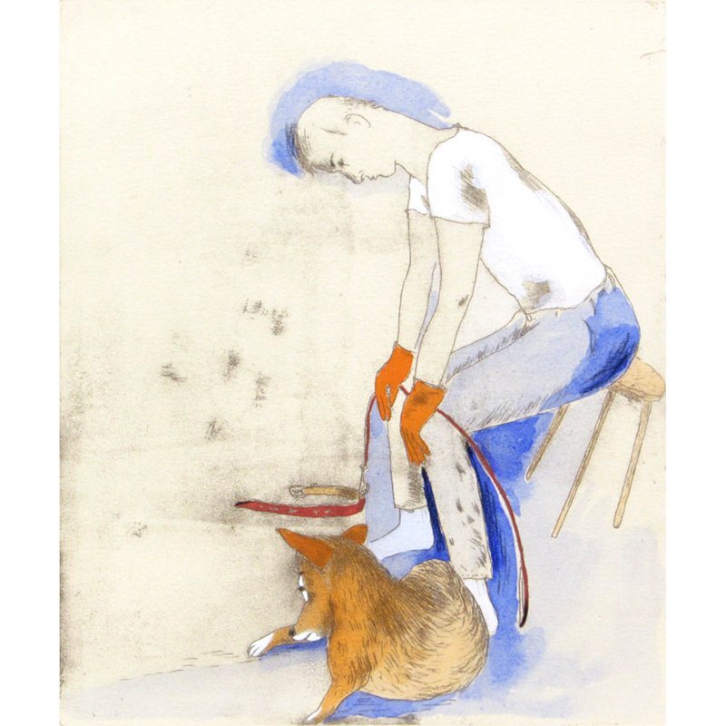 GINZA絵画館】山本容子 銅版画「HE and DOG」水彩手彩色 GINZA絵画館】山本容子 銅版画「HE and DOG」水彩手彩色