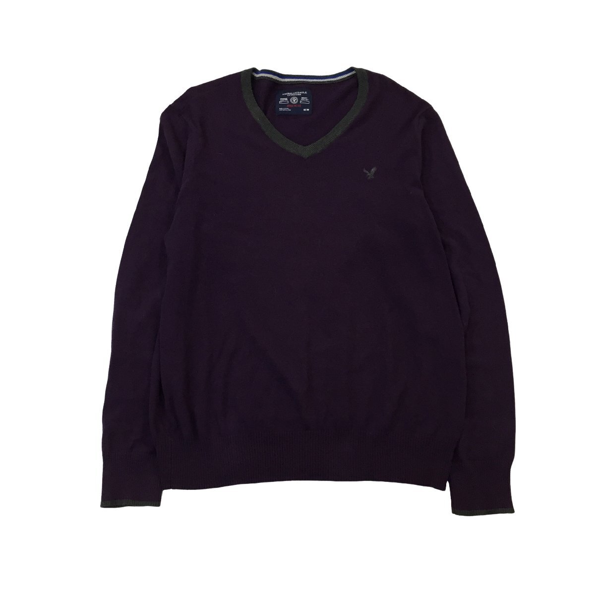 2310F-093 メンズ American Eagle アメリカン イーグル パープル ニットセーター M 【送料一律！800円】