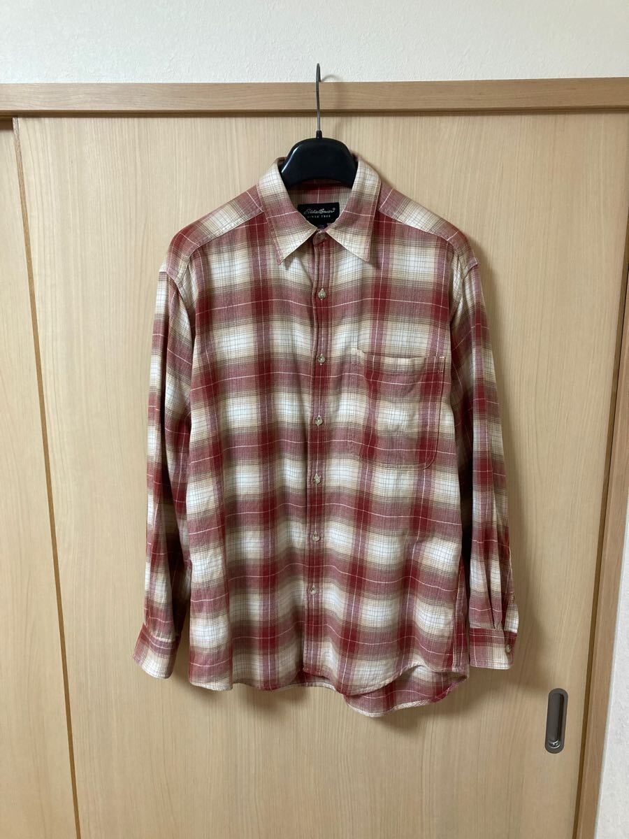 90s 00s Eddie Bauer エディーバウアー オンブレチェック シャツ S M L シャドーチェック コットンシャツ ネルシャツ eddie bauer