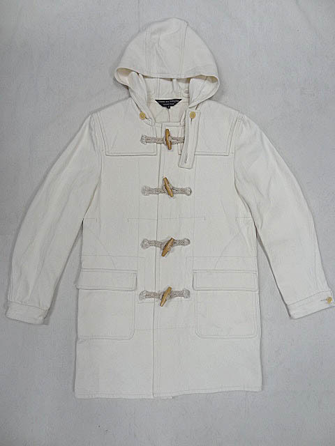 COMME DES GARCONS コムデギャルソン オム プリュス コットン ツイル 生地 白 ホワイト 無(wú)地 ダッフル コート ウッド トグル ユニセックス