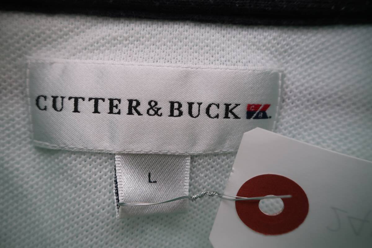 【20%オフ】【美品】CUTTER&BUCK(カッター&バック) ポロシャツ 水色ボーダー メンズ L ゴルフ用品 2412-0210 中古_画像3