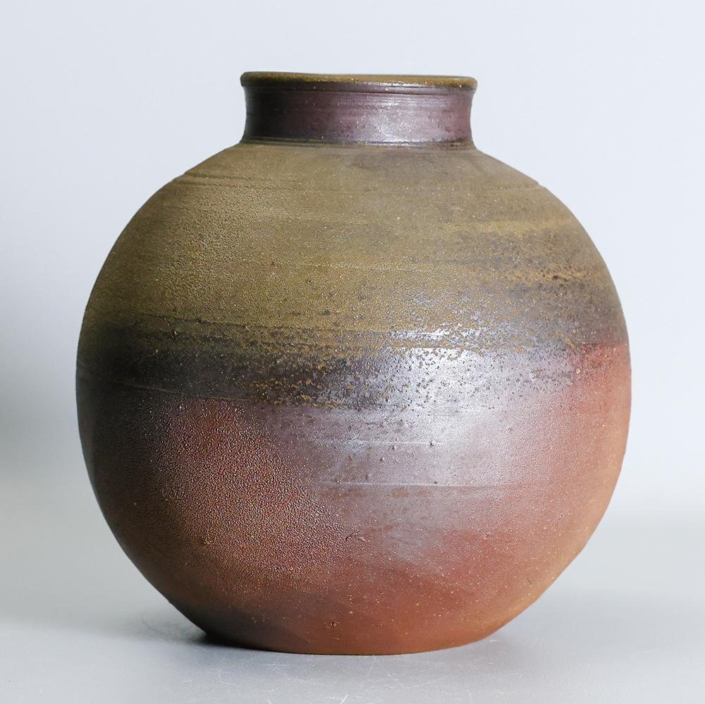 真作】【WISH】藤原雄「備前 壺」備前焼 共箱 高さ24.5cm 〇人間 真作】【WISH】藤原雄「備前 壺」備前焼 共箱 高さ24.5cm 〇人間