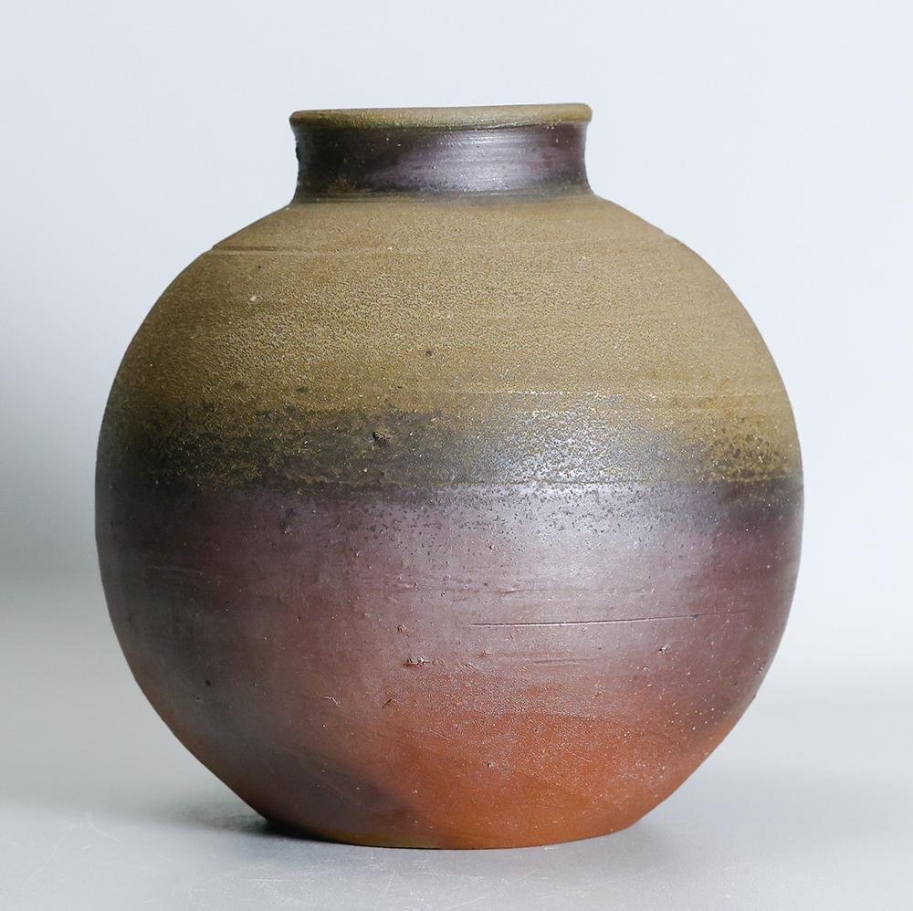 真作】【WISH】藤原雄「備前 壺」備前焼 共箱 高さ24.5cm 〇人間 真作】【WISH】藤原雄「備前 壺」備前焼 共箱 高さ24.5cm 〇人間