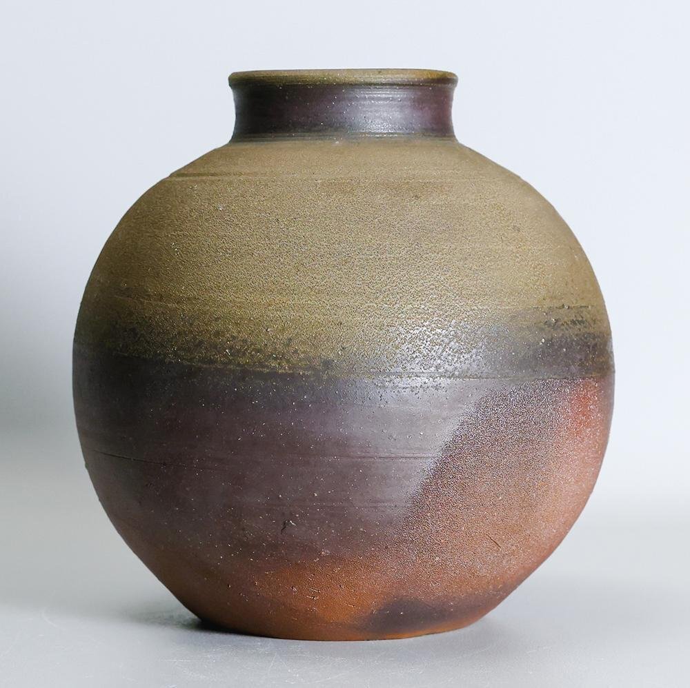 真作】【WISH】藤原雄「備前 壺」備前焼 共箱 高さ24.5cm 〇人間 真作】【WISH】藤原雄「備前 壺」備前焼 共箱 高さ24.5cm 〇人間