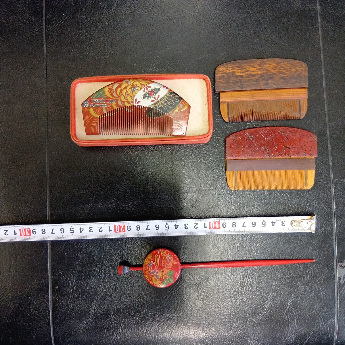 櫛　 くし　 蒔絵　 かんざし　計4點　現(xiàn)狀品　舊家放出品