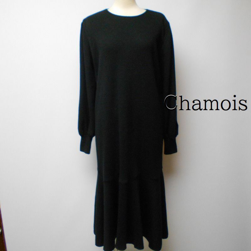 928726 chamois シャミー 黒 長袖 ニット ロングワンピース 9