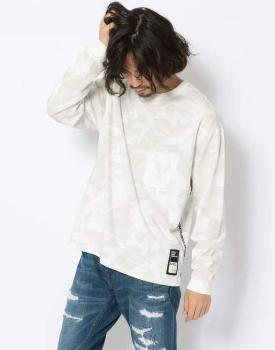AVIREX / アヴィレックス 【W(wǎng)EB&DEPOT限定】CAMO SIDE TAPE T-SHIRT LT-SHIRT / カモサイドテープ 長(zhǎng)袖Tシャツ / USED / A1477