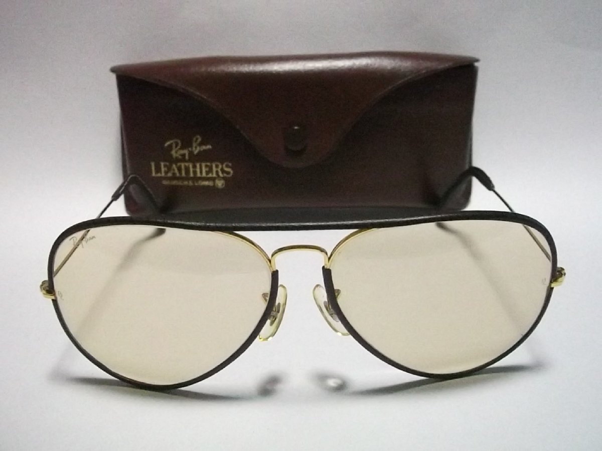 1円～【美品】RayBan（レイバン）B&L（ボシュロム製）LEATHERS レザー 革巻き ティアドロップ USA製 ビンテージサングラス