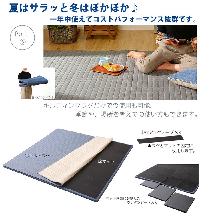  стеганый коврик M темно-синий ...2WAY стеганый коврик мир приятный ZONIA 190×190cm ребенок мягкость . простой M5-MGKST00072DBL626