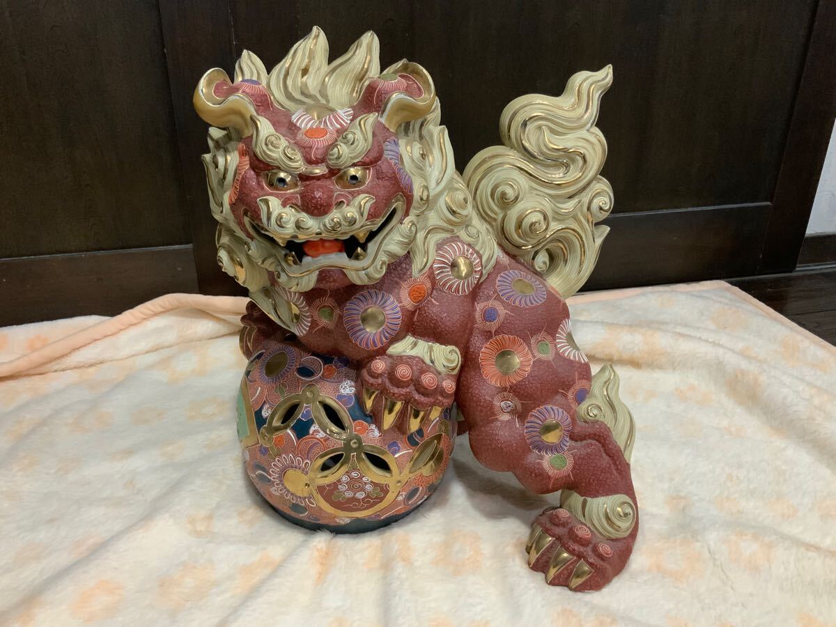 九谷焼 玉乗り獅子 高さ約45cm 幅約40cm 奥行約30cm 置物 陶器 九谷焼 玉乗り獅子 高さ約45cm 幅約40cm 奥行約30cm 置物 陶器