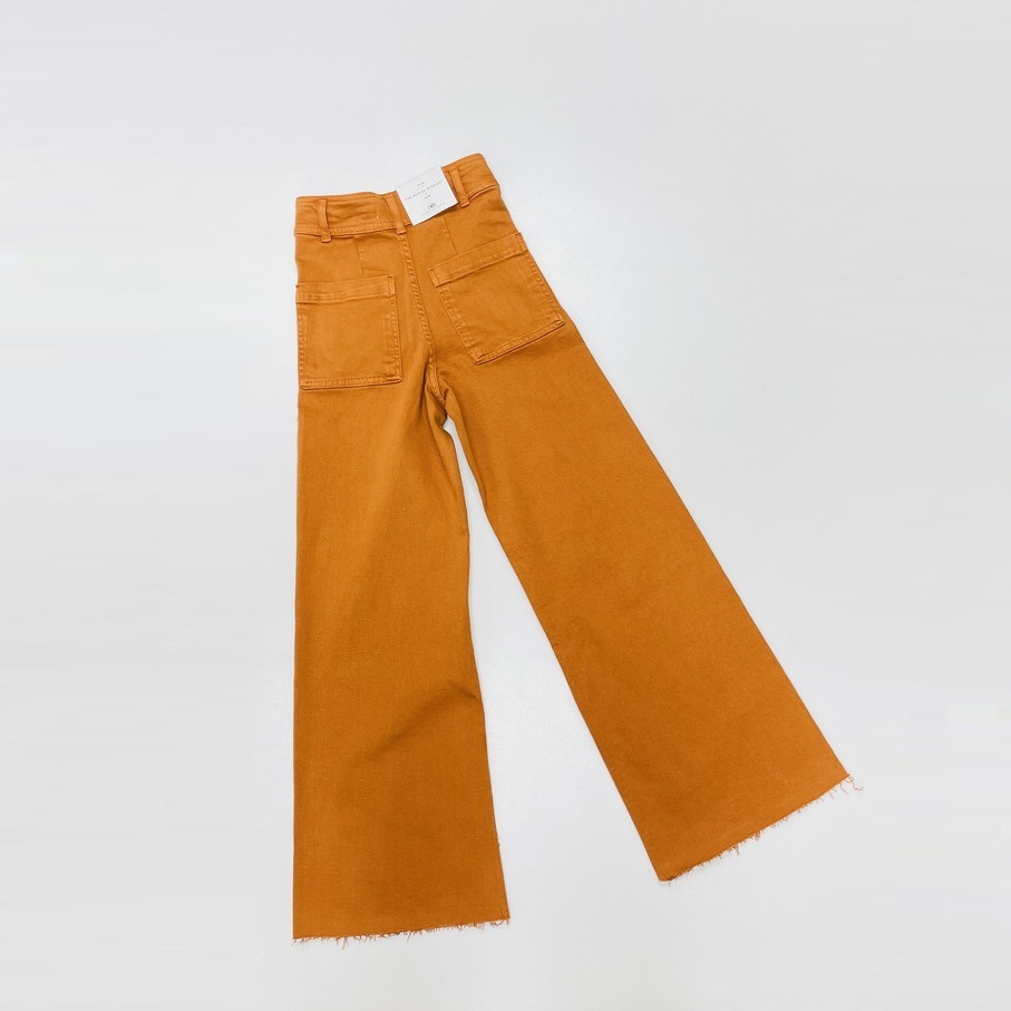 ZARA /32/ オレンジ マリンストレートデニムパンツ ジーンズ