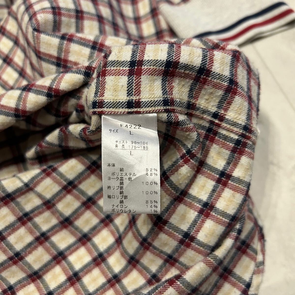 FRED PERRY フレッドペリー チェック 刺繍 長袖シャツ 綿52% ポリエステル48%_画像9