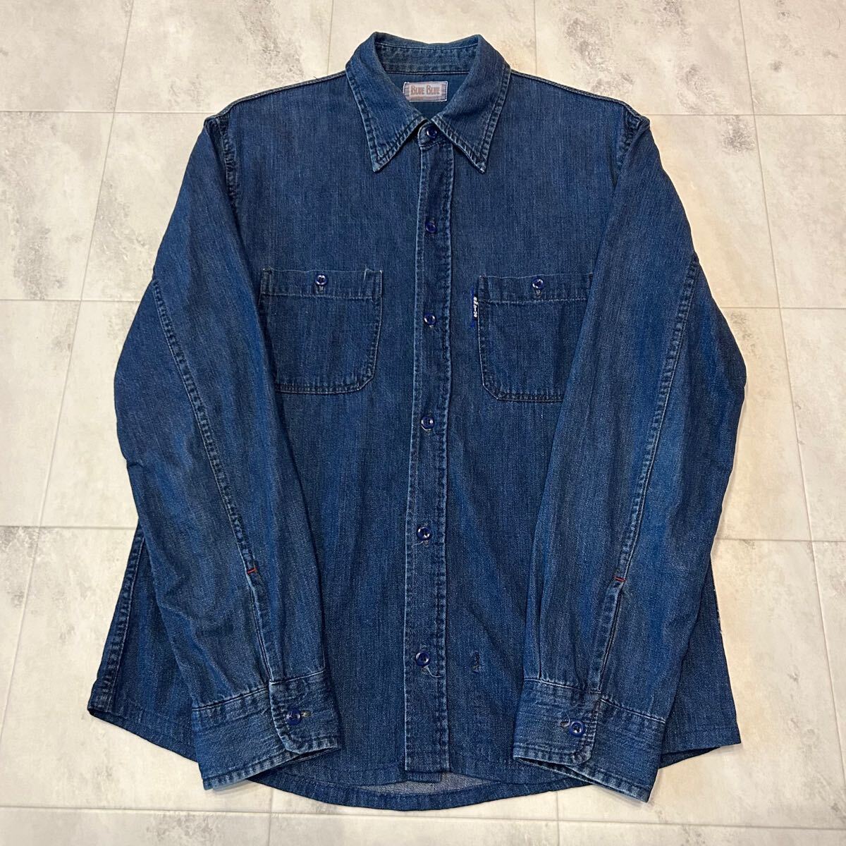 BLUE BLUE 聖林公司 濃紺 デニムシャツ 隠しポケット HOLLYWOOD RANCH MARKET ハリウッドランチマーケット