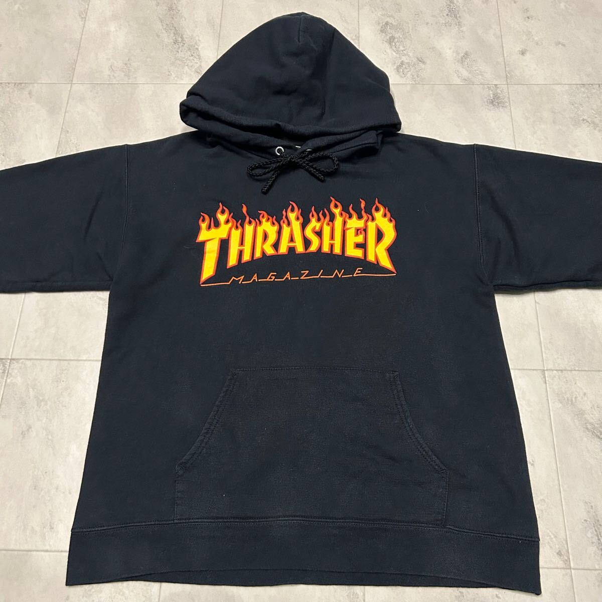 90s THRASHER MAGAZINE スラッシャー プリント 裏起毛 プルオーバー ビンテージ スウェット パーカー_画像2