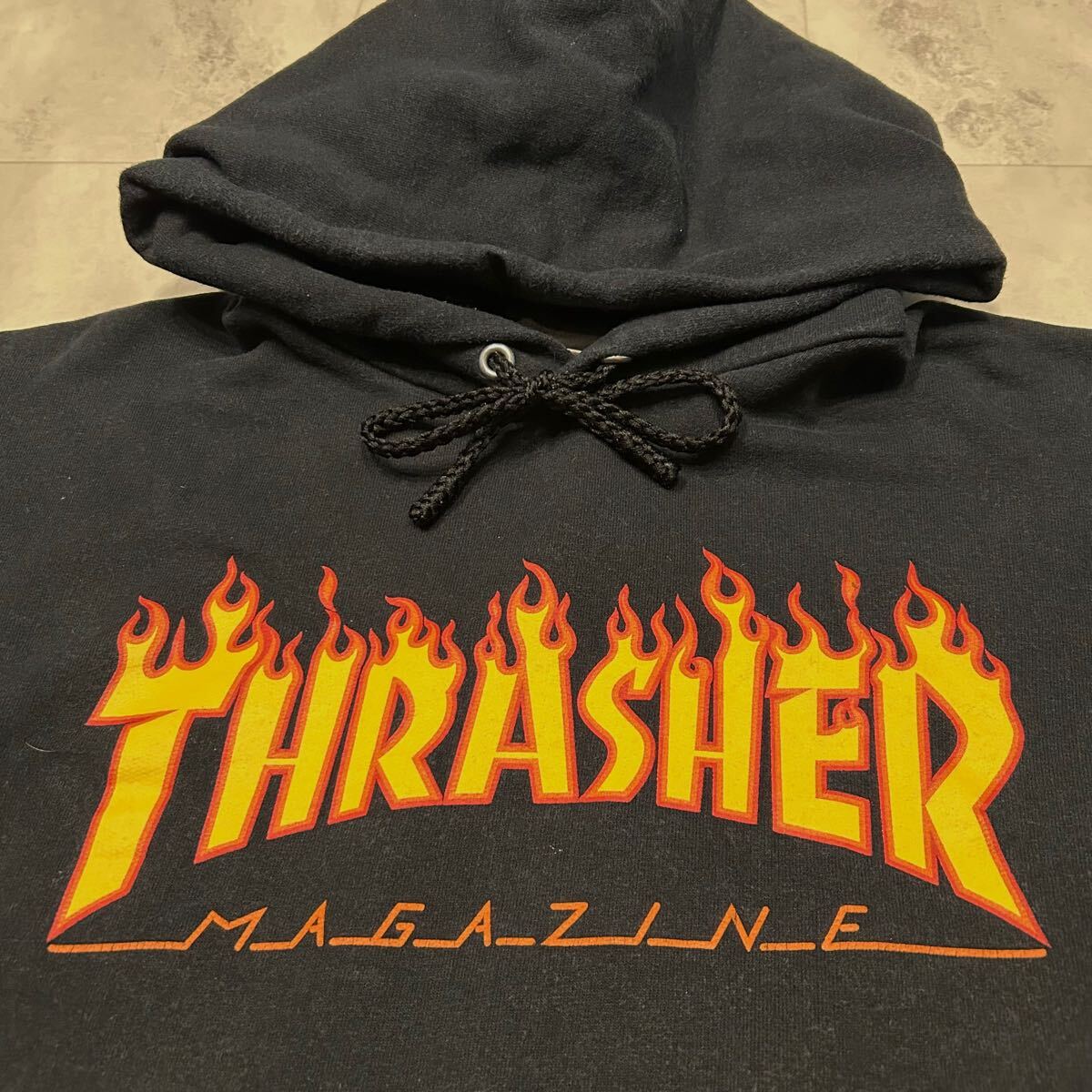 90s THRASHER MAGAZINE スラッシャー プリント 裏起毛 プルオーバー ビンテージ スウェット パーカー_画像3