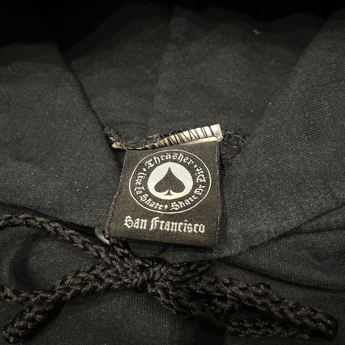 90s THRASHER MAGAZINE スラッシャー プリント 裏起毛 プルオーバー ビンテージ スウェット パーカー_画像4