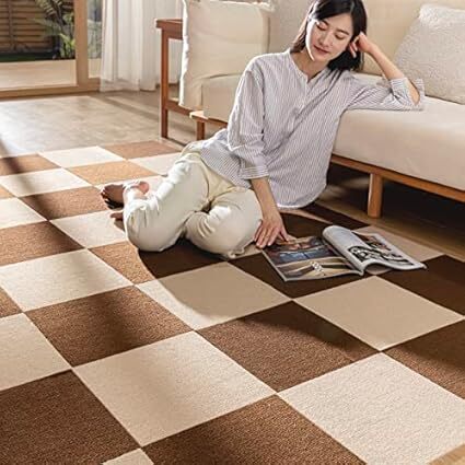 30*30*0.4cm（40枚入り） ブラウン+ベージュ SHIEN ジョイントマット 吸着マット タイルマット【30*30