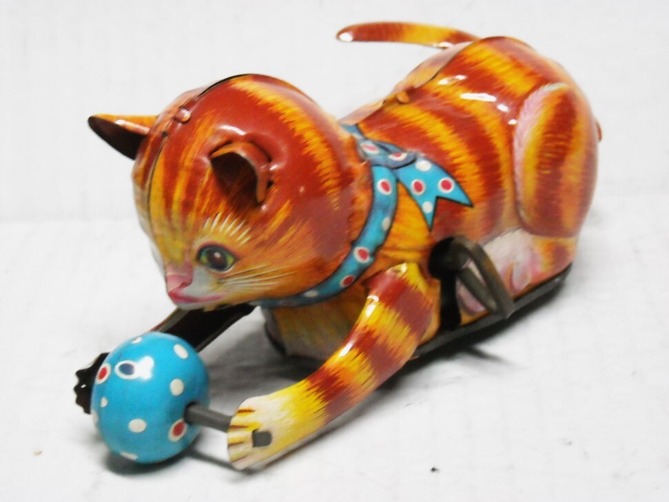 回転ネコ　ぜんまい動力　箱付＊１９５０年代の日本制