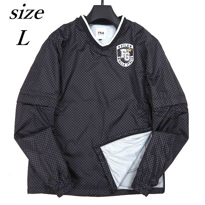 R712 新品 FILA GOLF フィラ ゴルフ 裏起毛 Vネック 2WAY スニード ジャケット ブルゾン 蓄熱 ブラック L