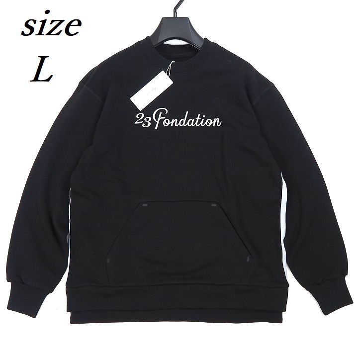 R717 新品 23区 GOLF ゴルフ ライト裏毛 スウェット プルオーバー 23Fondation ブラック L