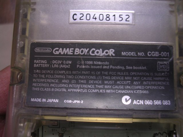 #CGB-001 Nintendo GAME BOY COLOR Game Boy цвет прозрачный рабочий товар (. доказательство фотография представление )JUNK обращение 