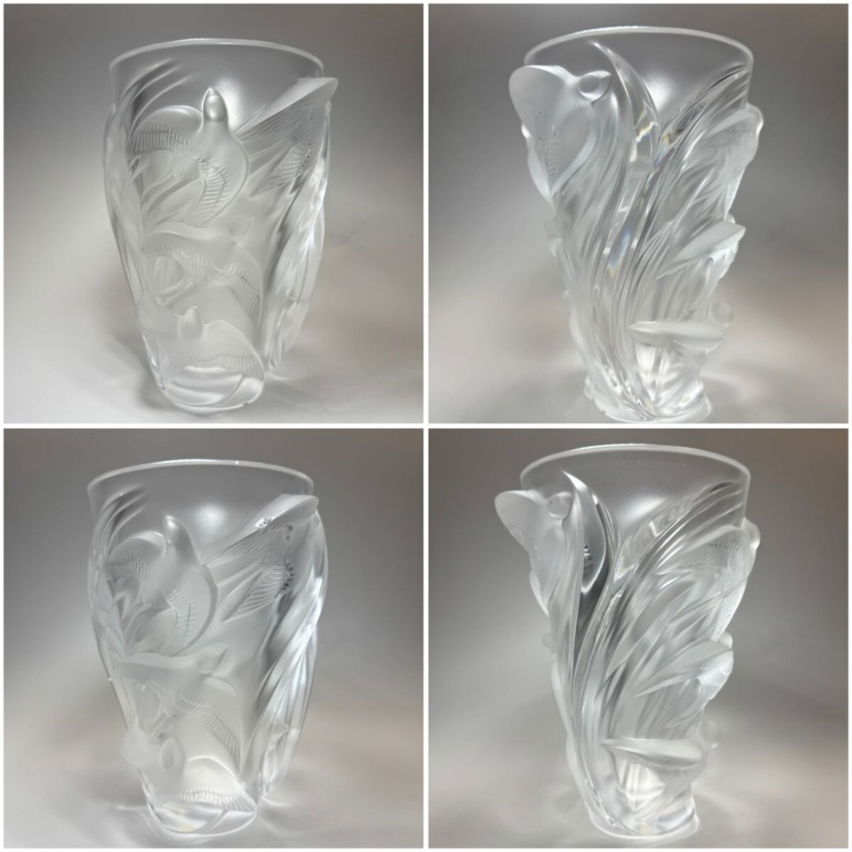 AS535 Lalique ルネ・ラリック 鳥彫刻クリスタル花瓶 マルティ AS535 Lalique ルネ・ラリック 鳥彫刻クリスタル花瓶 マルティ