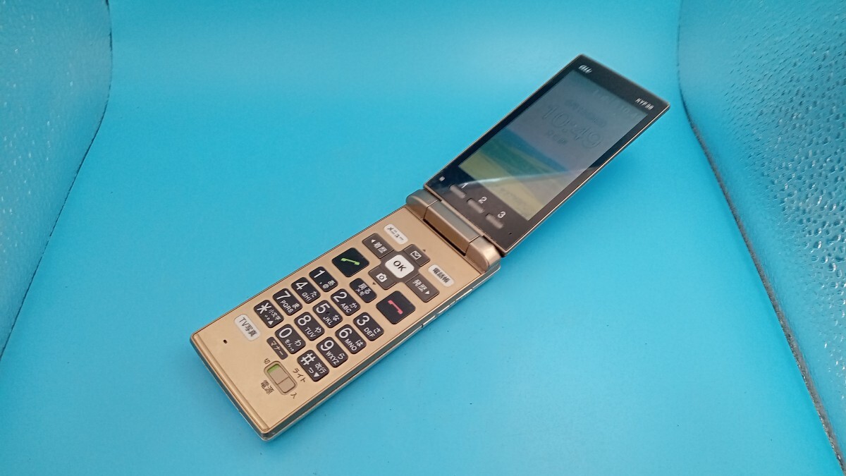 K1891 au SIMフリー 簡単ケータイ KYF38 KYOCERA 簡易確認&簡易清掃&初期化OK 判定○ 送料無料 WebにてSIMロック解除受付手続済み