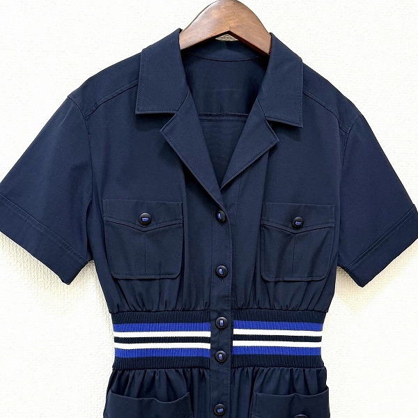 #snc ミスアシダ missashida ワンピース 9 紺 半袖 異素材 切替 ボーダー レディース [924596]_画像3